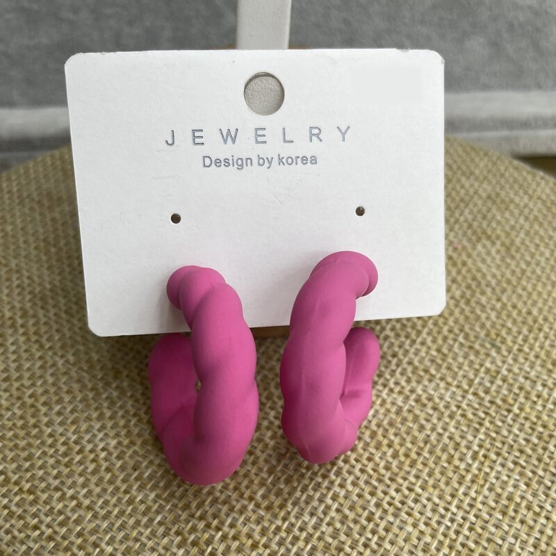 

Minimalist Hoop Earrings, Pink