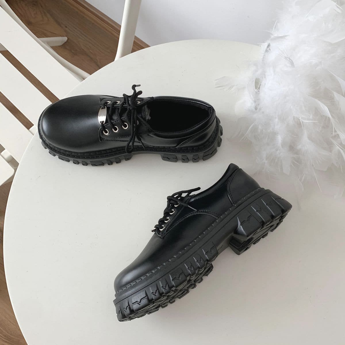 

Lace-up Front Oxfords, Black