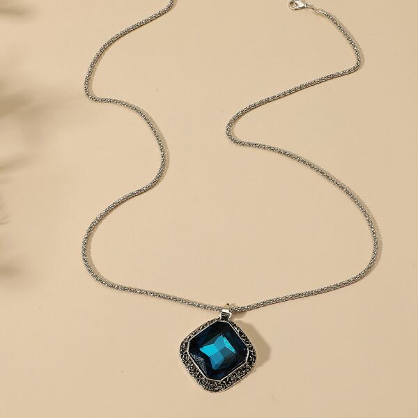 

Gemstone Charm Necklace, Blue