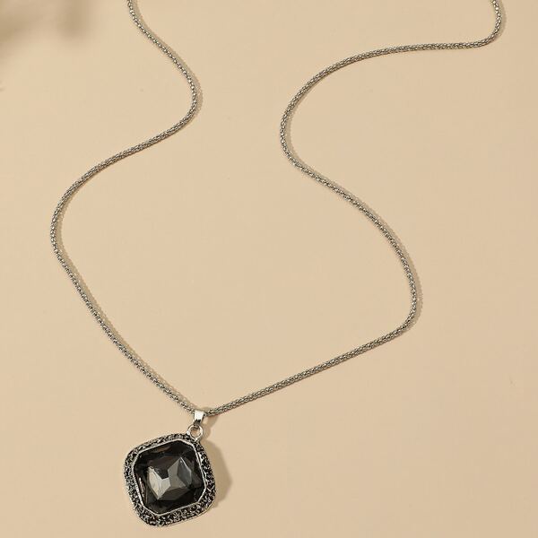 

Gemstone Charm Necklace, Grey
