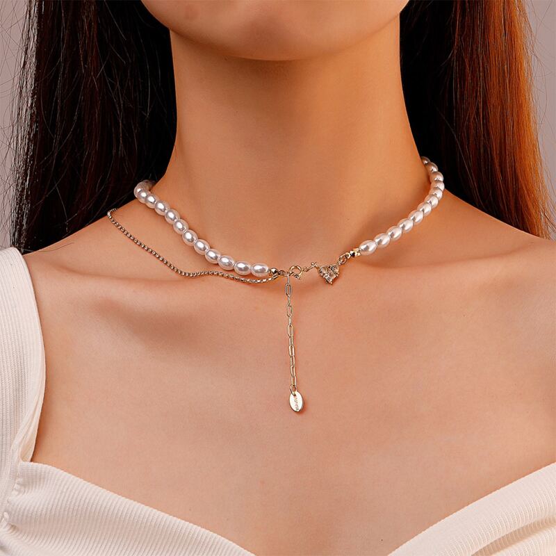 

Faux Pearl Beaded Necklace, Multicolor