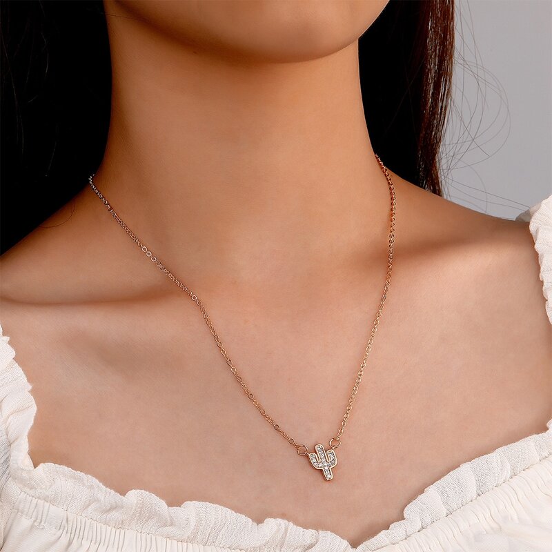

Cactus Pendant Necklace, Gold