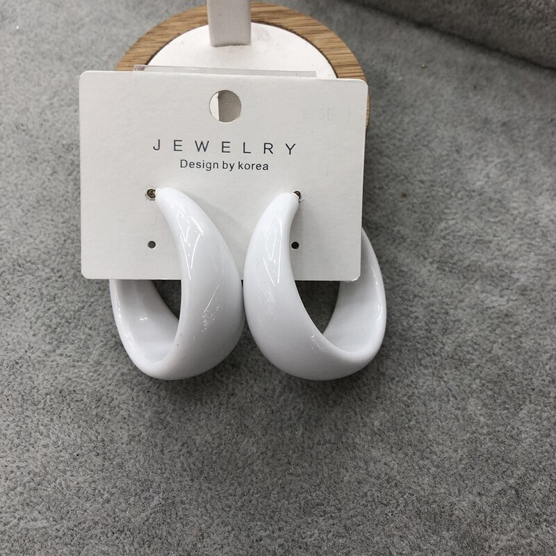 

Minimalist Hoop Earrings, White
