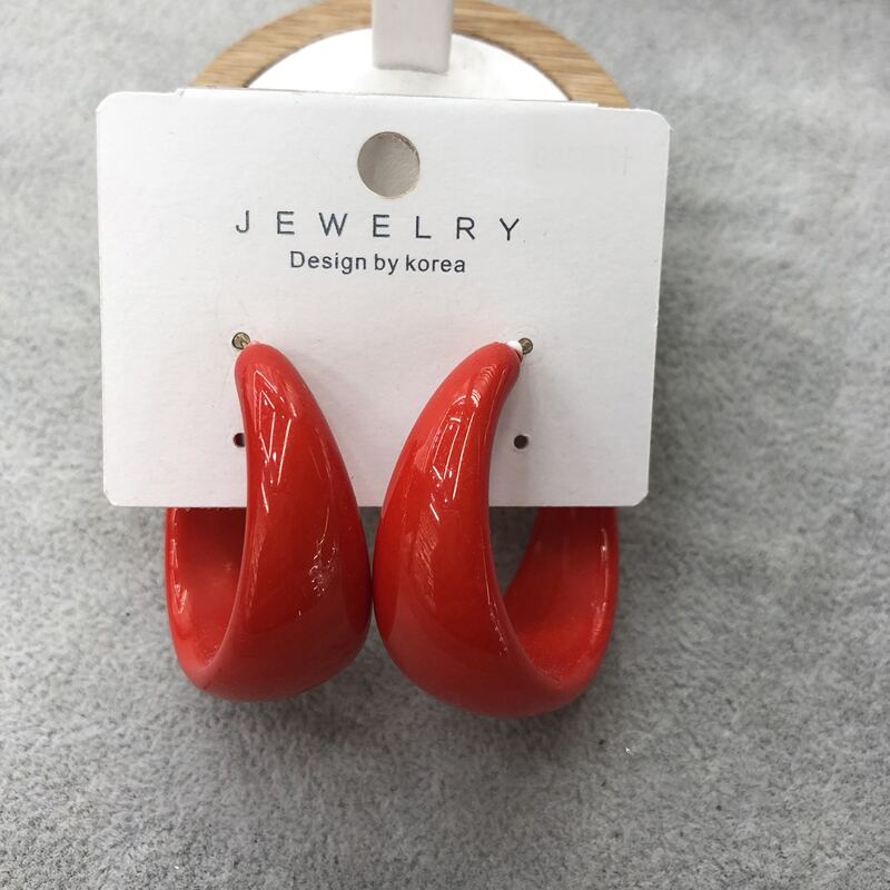

Minimalist Hoop Earrings, Red