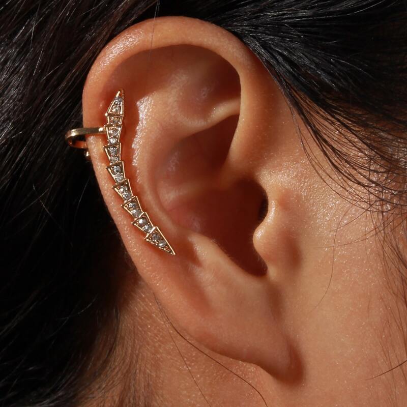

1pc Rhinestone Ear Cuff, Gold