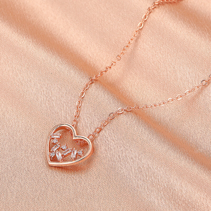 

Rhinestone Decor Chain Necklace, Rose gold