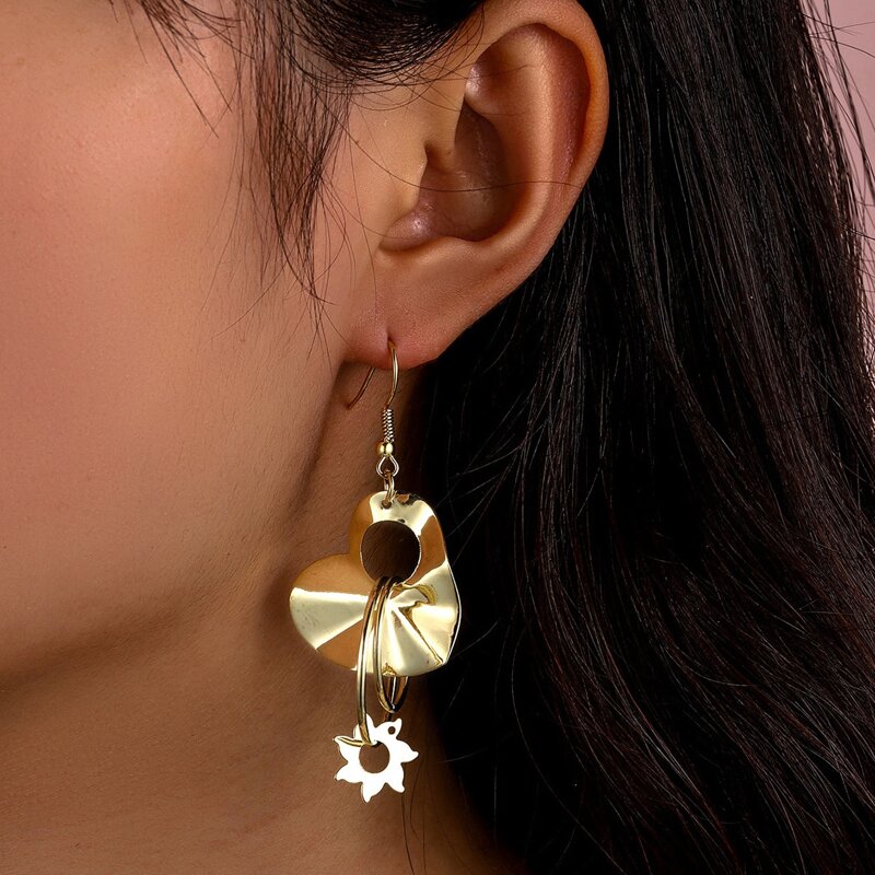 

Heart Drop Earrings, Gold