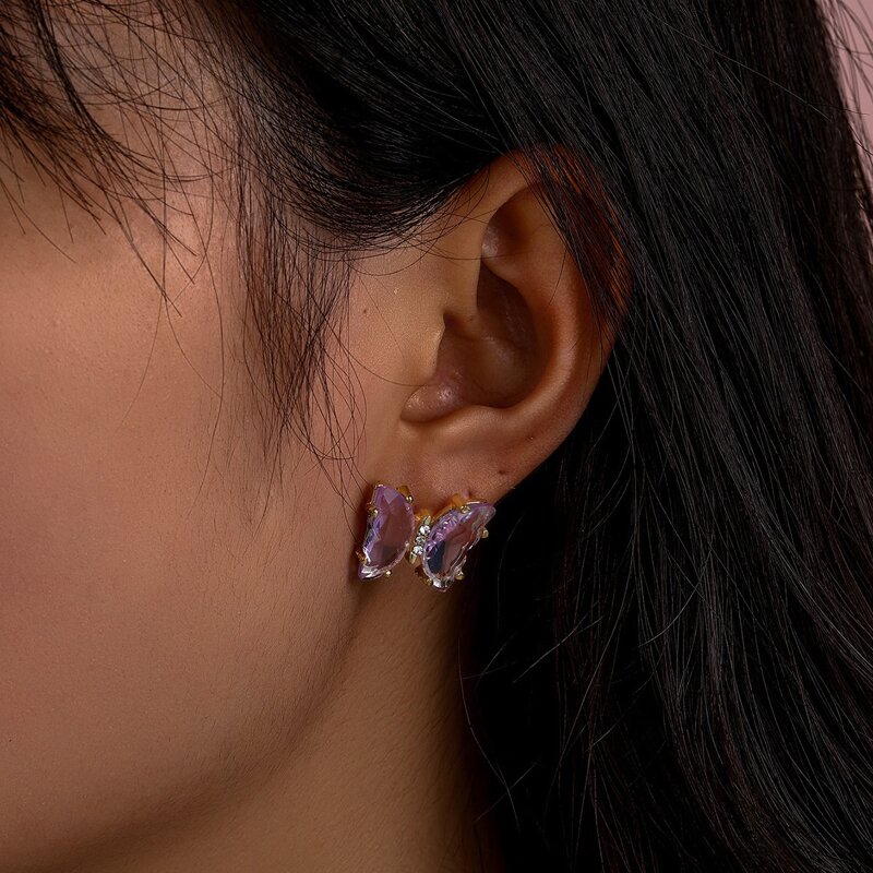 

Rhinestone Butterfly Stud Earrings, Purple