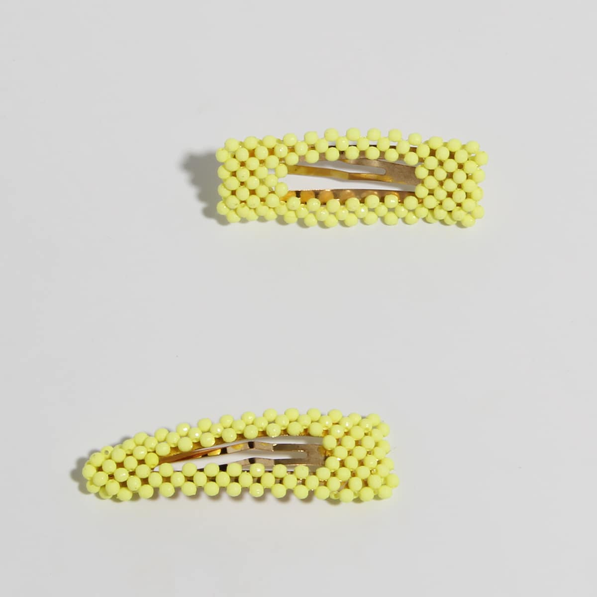 

2pcs Bead Decor Hair Clip, Yellow