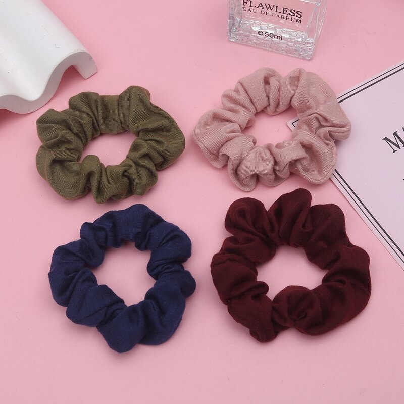 

4pcs Solid Scrunchie, Multicolor