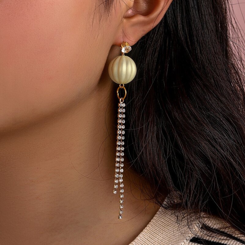 

Rhinestone Tassel Drop Earrings, Yellow