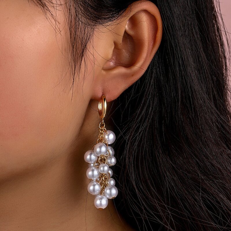 

Faux Pearl Decor Earrings, White