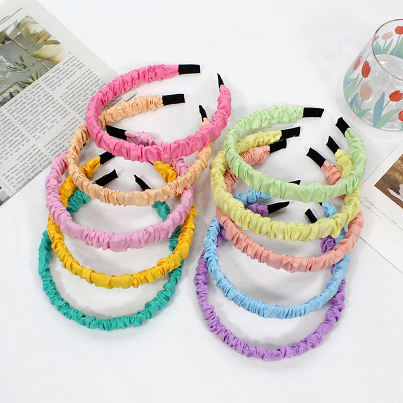 

2pcs Random Color Ruched Headband, Multicolor