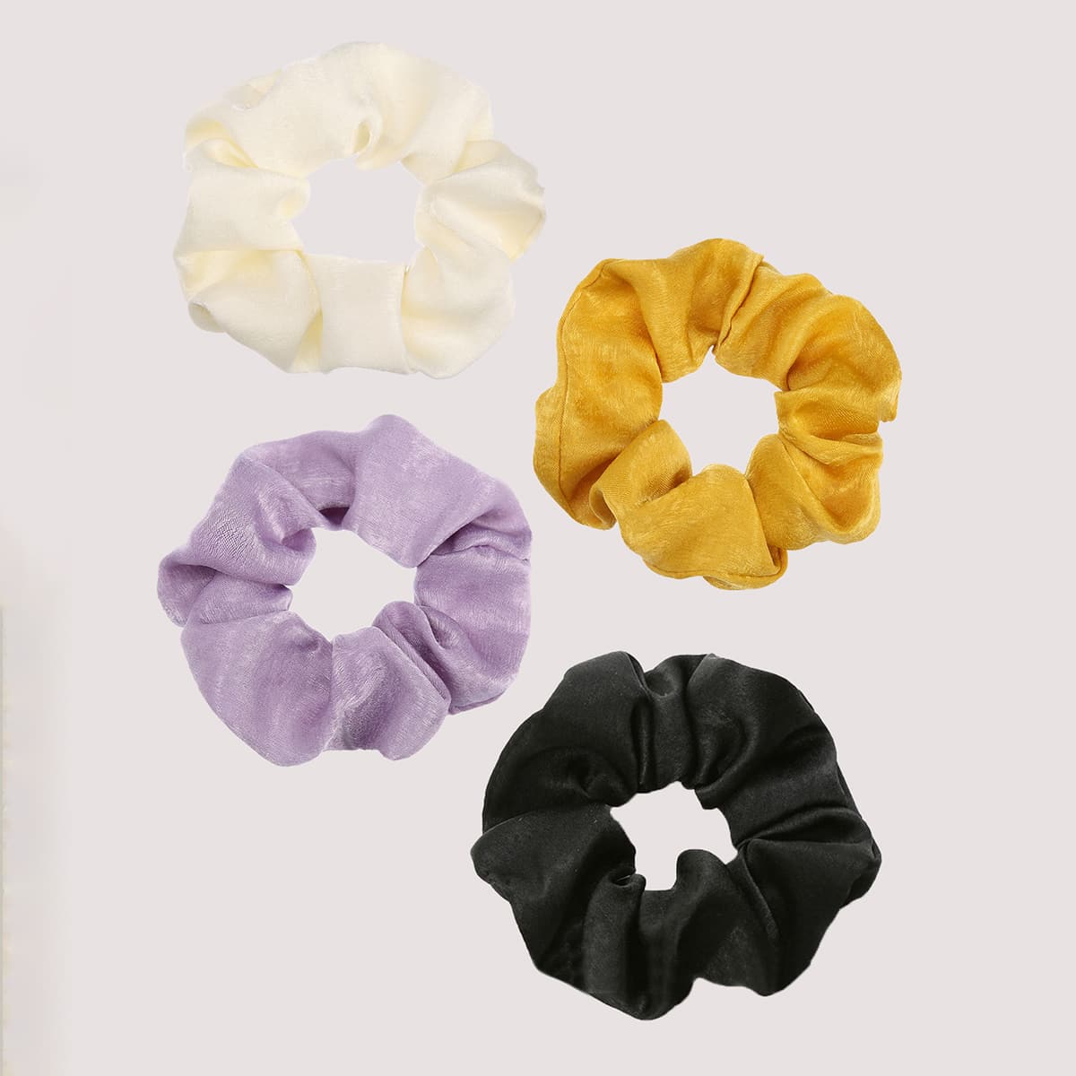 

4pcs Random Color Solid Scrunchie, Multicolor