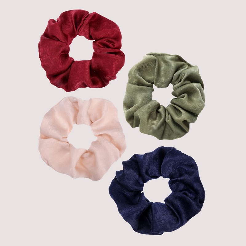 

4pcs Random Color Solid Scrunchie, Multicolor