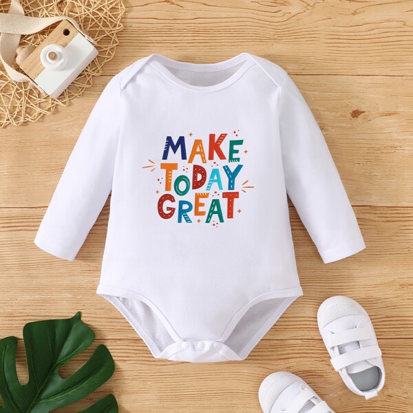 

Baby Slogan Graphic Tee Bodysuit, White