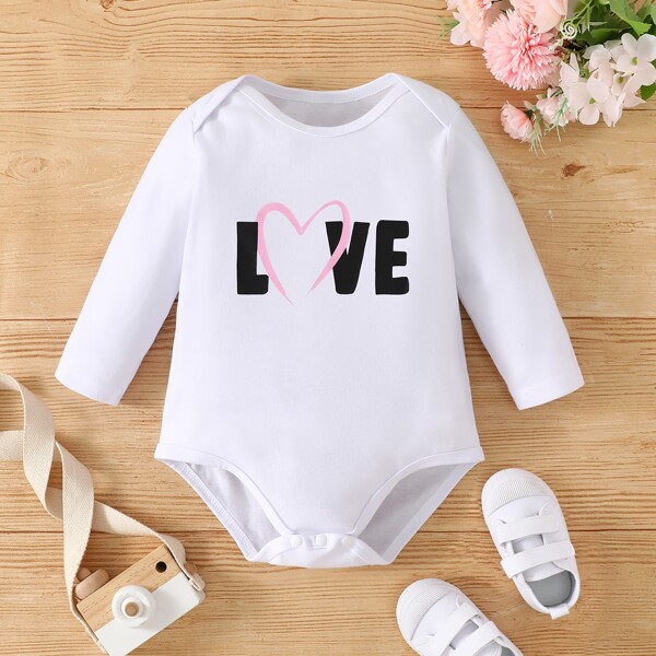 

Baby Letter & Heart Tee Bodysuit, White