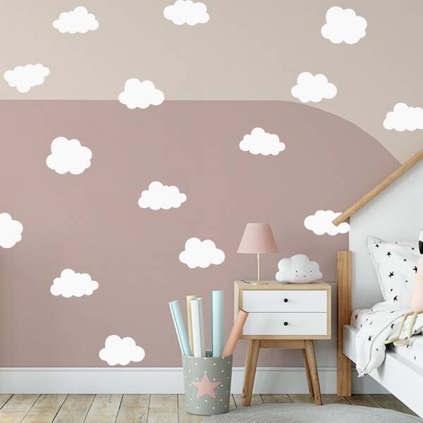 

1sheet Cloud Print Kids Wall Sticker, White