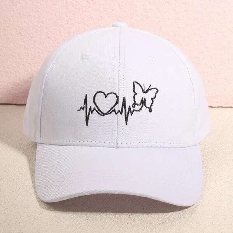 

Butterfly Embroidery Baseball Cap, White