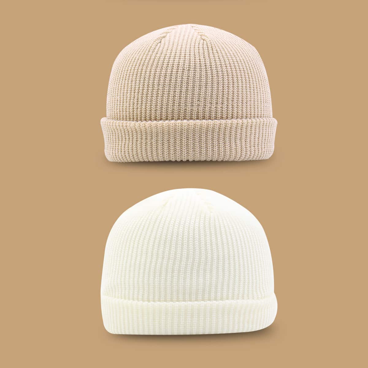 

2pcs Plain Beanie, Beige