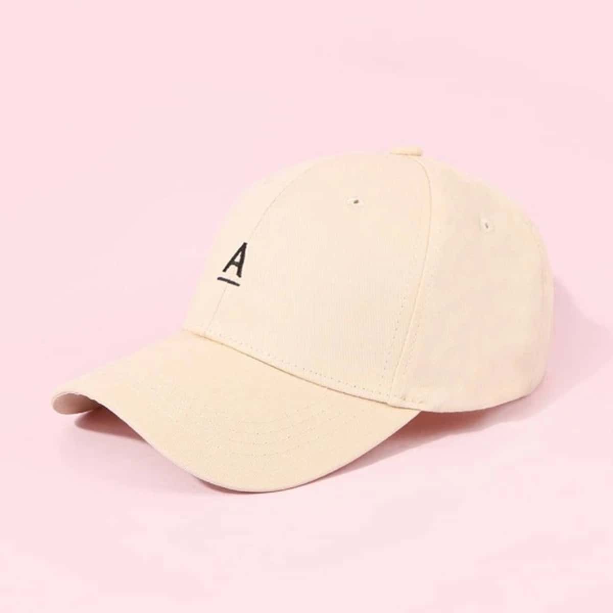

Letter Embroidery Baseball Cap, Beige