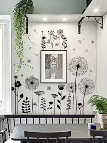 1 bộ Miếng dán tường in hình hoa bồ công anh, Hình dán, Decal dán tường, Decal nhựa vinyl trang trí nhà cửa, Vật phẩm trang trí mùa xuân làm mới ngôi nhà của bạn, Miếng dán trang trí lễ hội Quà tặng sinh nhật tốt nghiệp - màu đen - Xem 1