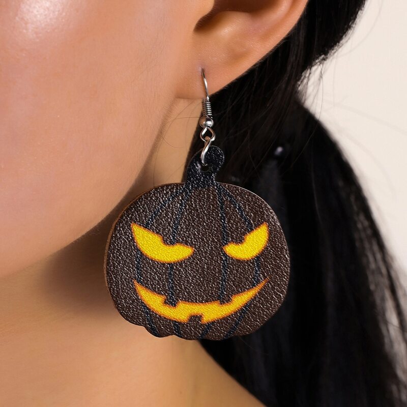 

Halloween Pumpkin Design Drop Earrings, Multicolor