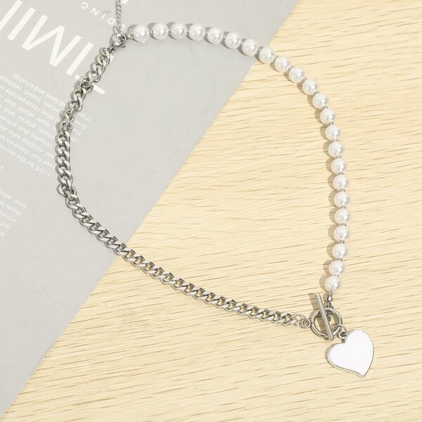 

Heart Charm Necklace, Silver