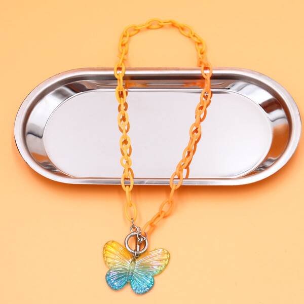 

Butterfly Charm Necklace, Multicolor