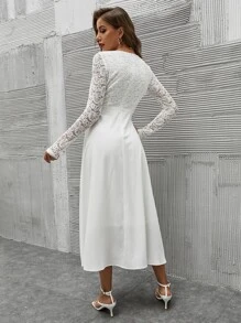 Modelyn Abito a trapezio incrociato con pizzo - Bianco - Visualizzare 2