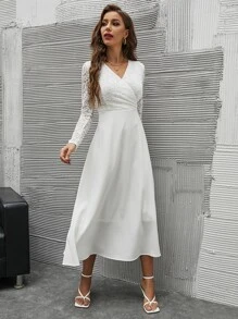Modelyn Abito a trapezio incrociato con pizzo - Bianco - Visualizzare 4