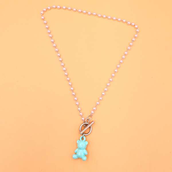 

Bear Charm Necklace, Multicolor