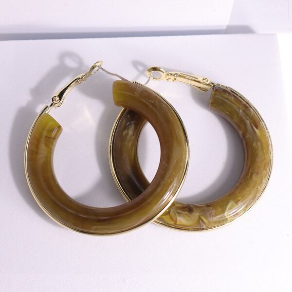

Resin Hoop Earrings, Dark green