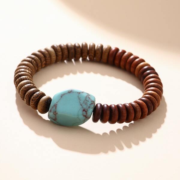 

Men Turquoise Decor Bracelet, Brown