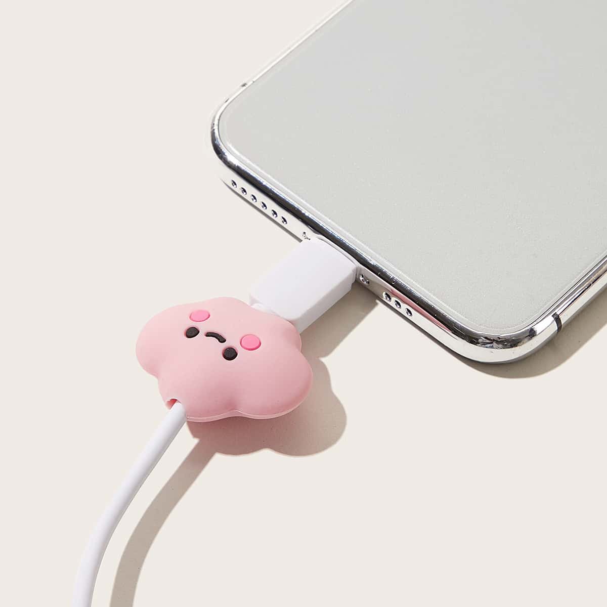 

Cartoon Cloud Design Data Cable Protector, Pink