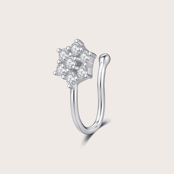 

Zircon Decor Nose Ring, Silver