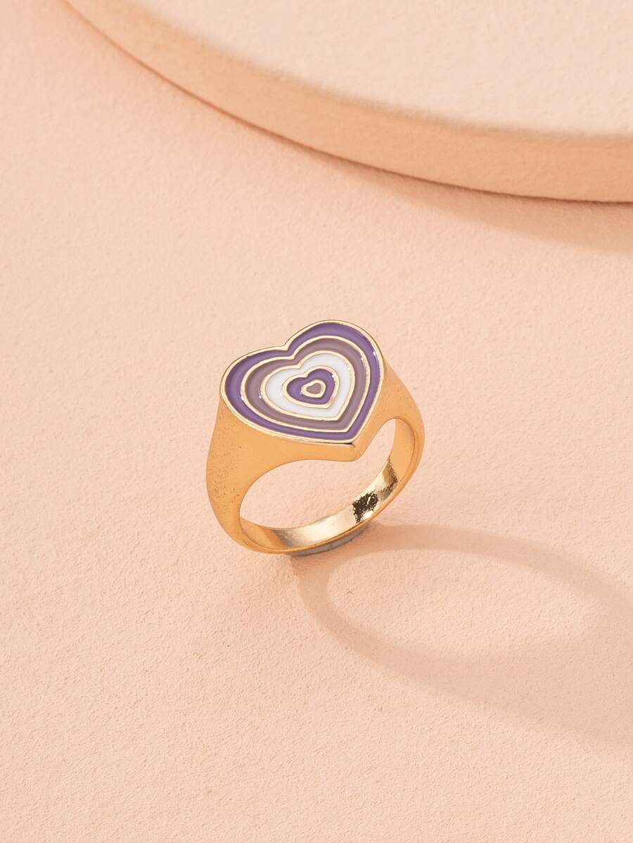 1 Nữ Châu Âu Và Mỹ Thời Trang Nhiều Màu Sắc Tinh Dầu Thả Hình Trái Tim Nhẫn Phong Cách Hàn Quốc - Nhiều màu - Xem 1
