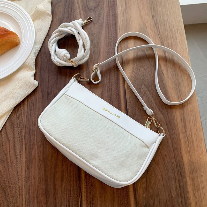 

Zipper Up Letter Graphic Shoulder Bag, White