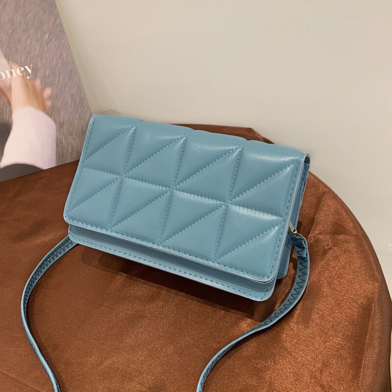 

Quilted Flap Crossbody Bag, Blue