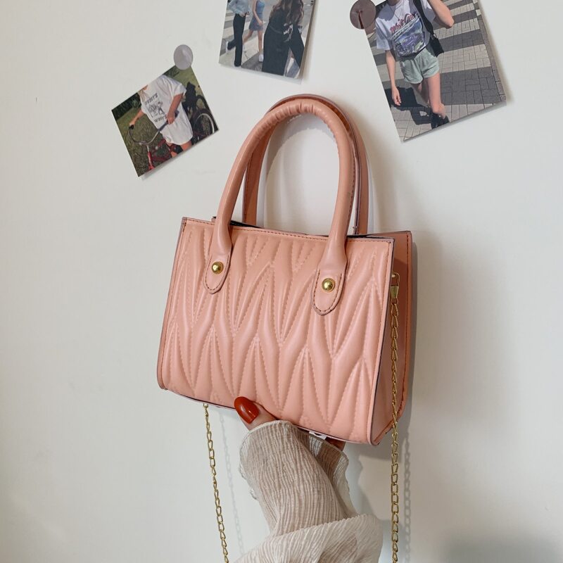 

Double Handle Chevron Pattern Satchel Bag, Pink