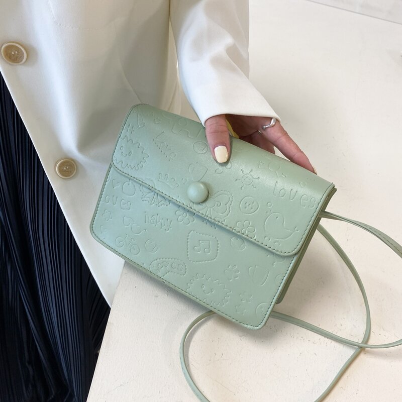 

Snap Button Flap Crossbody Bag, Green
