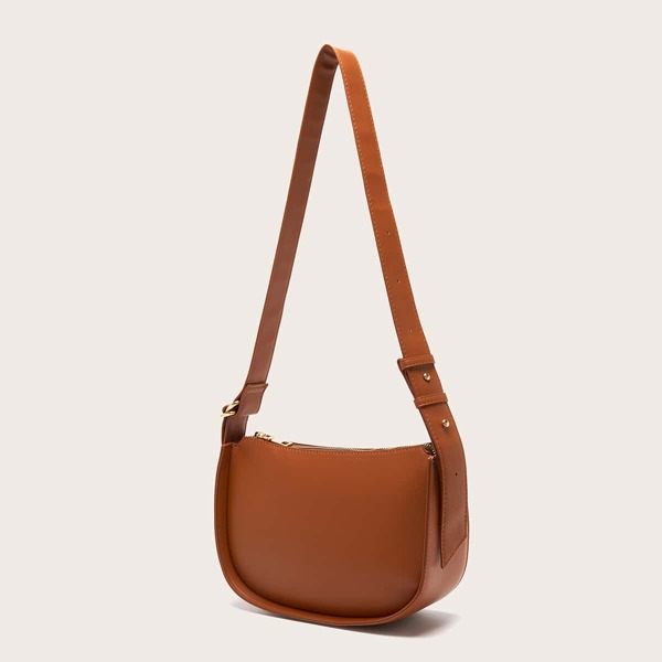 

Minimalist Zip Shoulder Bag, Brown