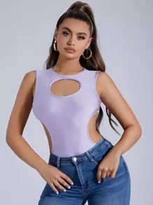 SHEIN SXY Solid Cut Out Bodysuit