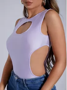 SHEIN SXY Solid Cut Out Bodysuit