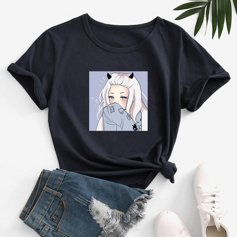 

Cartoon Figure Graphic Tee, Black