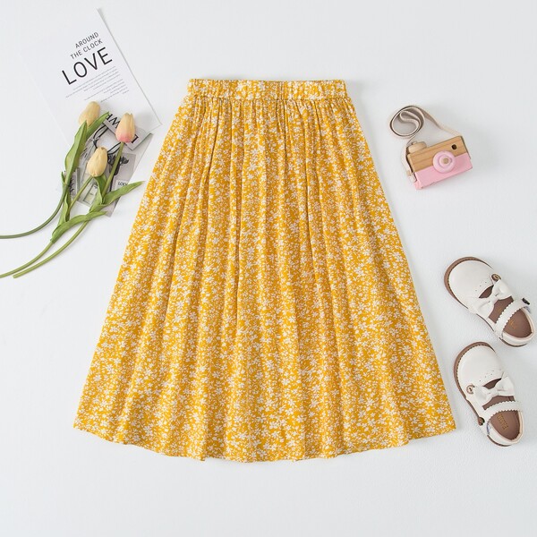 

Girls Ditsy Floral Flared Skirt, Yellow