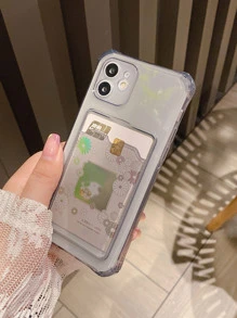 Clear Phone Case With Card Slot With Card Holder - Black - View 2