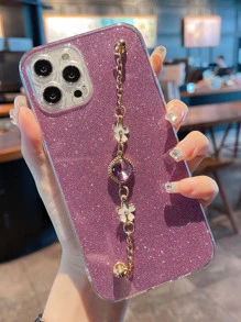 Ốp điện thoại có vòng đeo tay bằng đá lấp lánh Tpu Tương thích với iPhone 15/ Iphone 15 Pro/ Iphone 15 Pro Max Tương thích với iPhone15/15Plus/15Pro/15Promax - Màu tím - Xem 2