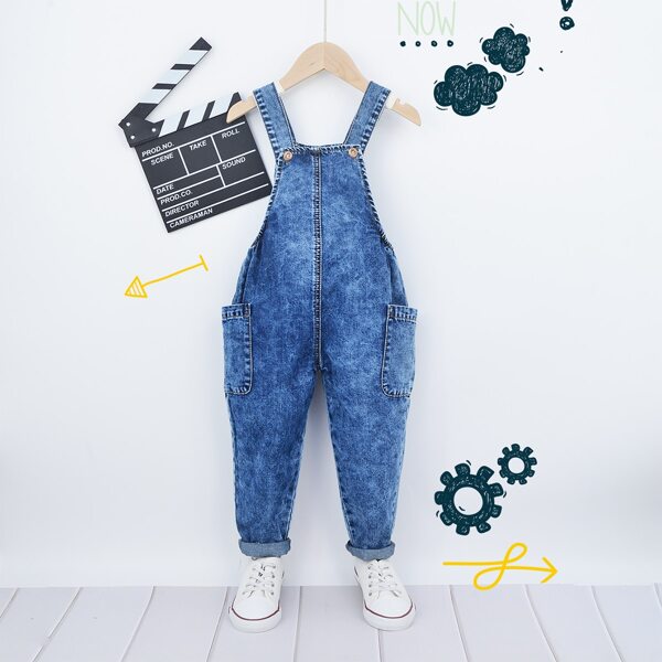

Toddler Girls Pocket Patched Denim Overall, Blue