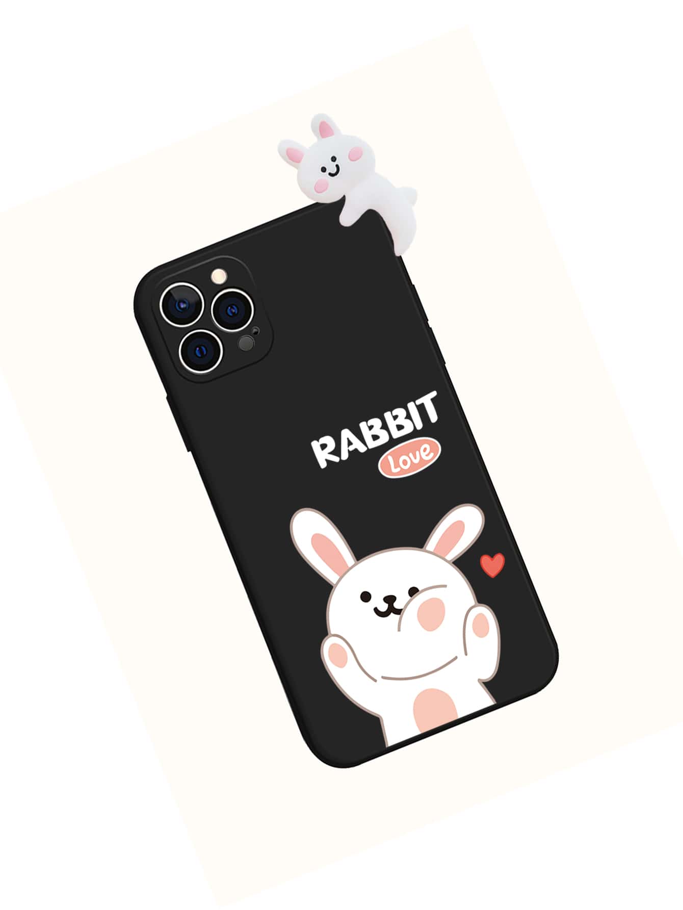 Funda de móvil con estampado de dibujos animados con diseño de conejo 3D - Multicolor - Añade 2